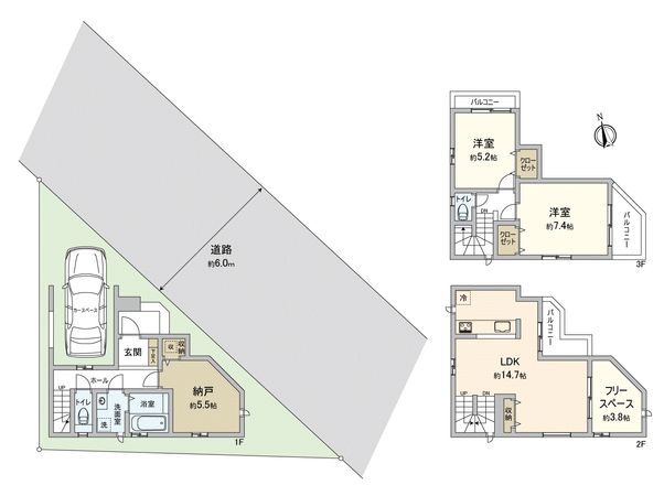 川越市新宿町2丁目新築戸建2号棟 間取図(平面図) 川越市新宿町2丁目新築戸建2号棟 間取図(平面図)