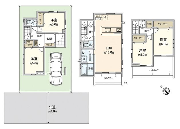 川越市旭町3丁目新築戸建2号棟 間取図(平面図) 川越市旭町3丁目新築戸建2号棟 間取図(平面図)