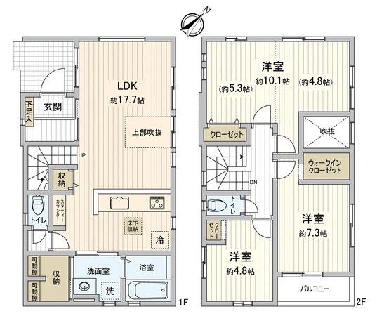 川越市旭町3丁目新築戸建1号棟 間取図(平面図) 川越市旭町3丁目新築戸建1号棟 間取図(平面図)