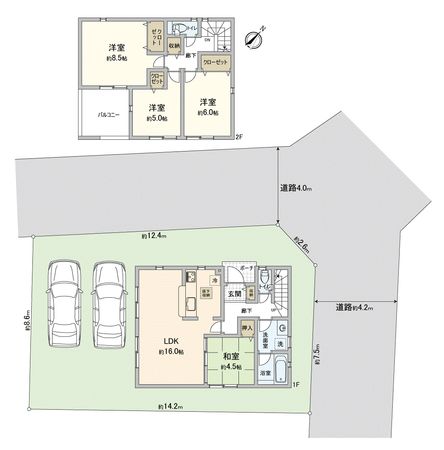 川越市南大塚4丁目新築戸建1号棟 間取図(平面図) 川越市南大塚4丁目新築戸建1号棟 間取図(平面図)