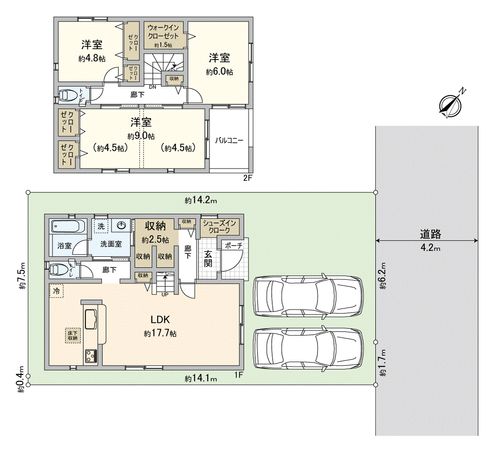 川越市南大塚4丁目新築戸建2号棟 間取図(平面図) 川越市南大塚4丁目新築戸建2号棟 間取図(平面図)