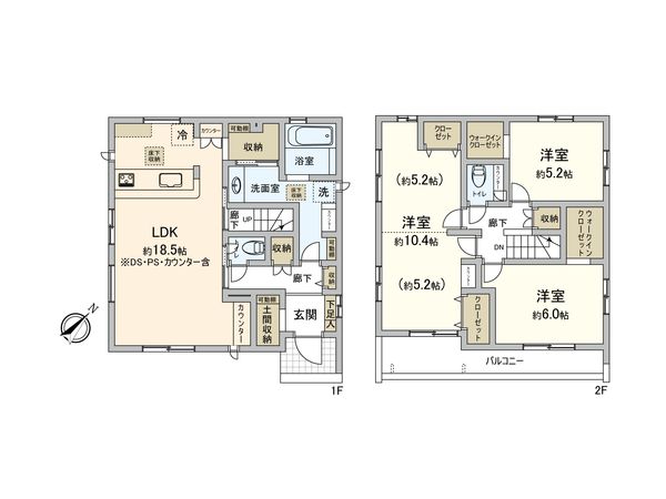 ふじみ野市西2丁目 新築戸建 間取図(平面図) ふじみ野市西2丁目 新築戸建 間取図(平面図)
