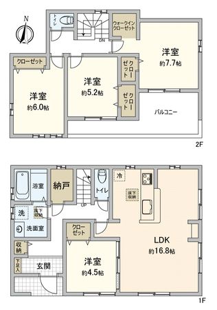川越市大字大袋新築戸建2号棟 間取図(平面図) 川越市大字大袋新築戸建2号棟 間取図(平面図)
