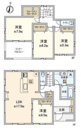 川越市大字大袋新築戸建3号棟 間取図(平面図) 川越市大字大袋新築戸建3号棟 間取図(平面図)
