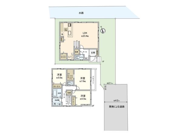 川越市小仙波町2丁目新築戸建1号棟 間取図(平面図) 川越市小仙波町2丁目新築戸建1号棟 間取図(平面図)