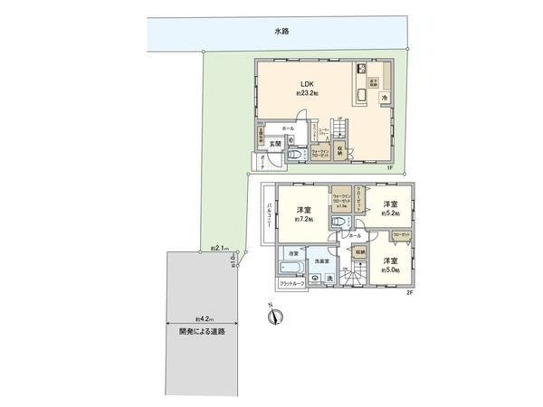 川越市小仙波町2丁目新築戸建2号棟 間取図(平面図) 川越市小仙波町2丁目新築戸建2号棟 間取図(平面図)