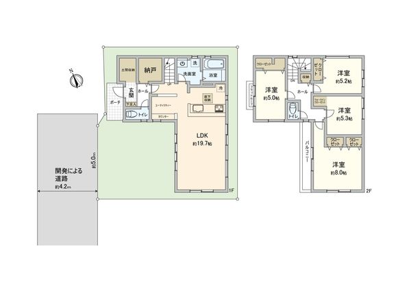 川越市小仙波町2丁目新築戸建4号棟 間取図(平面図) 川越市小仙波町2丁目新築戸建4号棟 間取図(平面図)