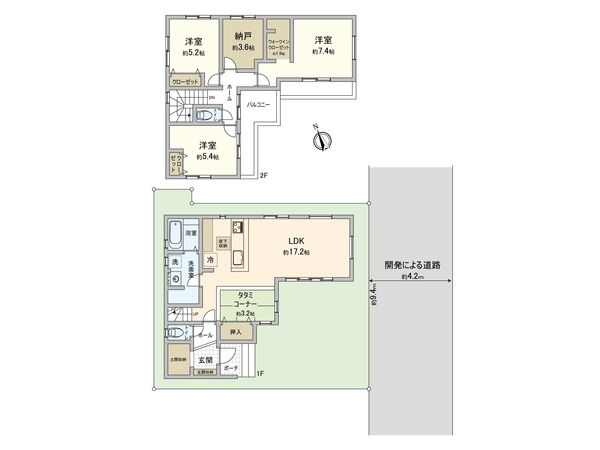 川越市小仙波町2丁目新築戸建5号棟 間取図(平面図) 川越市小仙波町2丁目新築戸建5号棟 間取図(平面図)