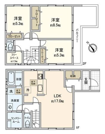川越市藤木町新築戸建3号棟 間取図(平面図) 川越市藤木町新築戸建3号棟 間取図(平面図)