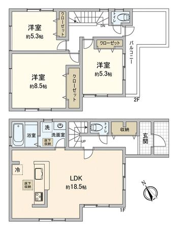 川越市藤木町新築戸建2号棟 間取図(平面図) 川越市藤木町新築戸建2号棟 間取図(平面図)
