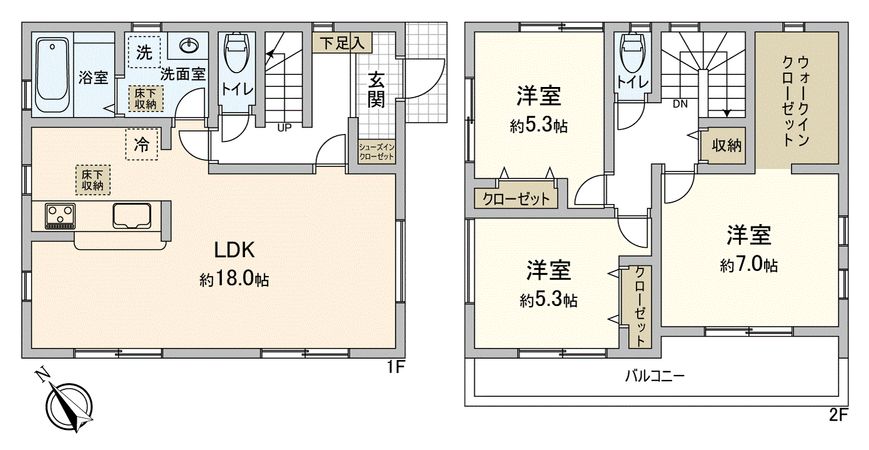 川越市藤木町新築戸建1号棟 間取図(平面図) 川越市藤木町新築戸建1号棟 間取図(平面図)