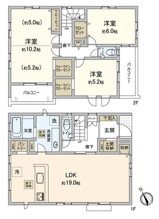鶴ヶ島市大字藤金新築戸建1号棟 間取図(平面図) 鶴ヶ島市大字藤金新築戸建1号棟 間取図(平面図)