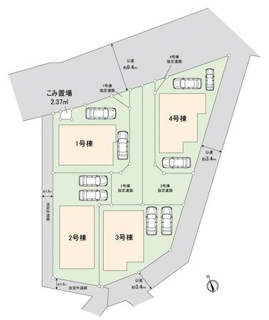 鶴ヶ島市大字藤金新築戸建2号棟 全体区画図 鶴ヶ島市大字藤金新築戸建2号棟 全体区画図