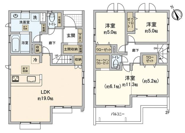 鶴ヶ島市大字藤金新築戸建3号棟 間取図(平面図) 鶴ヶ島市大字藤金新築戸建3号棟 間取図(平面図)