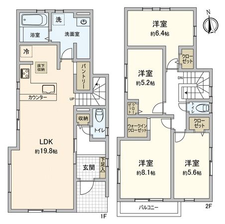 川越市今成1丁目新築戸建1号棟 間取図(平面図) 川越市今成1丁目新築戸建1号棟 間取図(平面図)