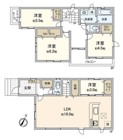 川越市今成3丁目新築戸建1号棟 間取図(平面図) 川越市今成3丁目新築戸建1号棟 間取図(平面図)