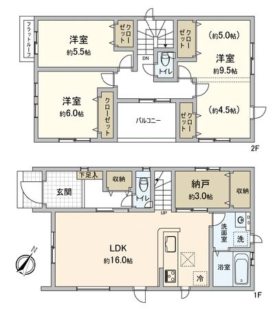 川越市今成3丁目新築戸建3号棟 間取図(平面図) 川越市今成3丁目新築戸建3号棟 間取図(平面図)