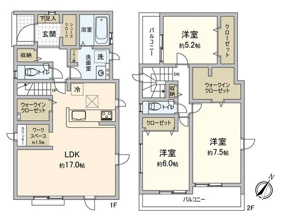 川越市今成3丁目新築戸建4号棟 間取図(平面図) 川越市今成3丁目新築戸建4号棟 間取図(平面図)