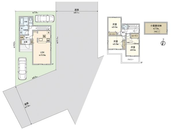 川越市大字南田島新築戸建 間取図(平面図) 川越市大字南田島新築戸建 間取図(平面図)