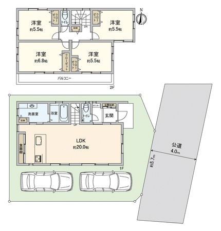 川越市上野田町新築戸建 間取図(平面図) 川越市上野田町新築戸建 間取図(平面図)
