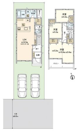 坂戸市泉町3丁目新築戸建2号棟 間取図(平面図)