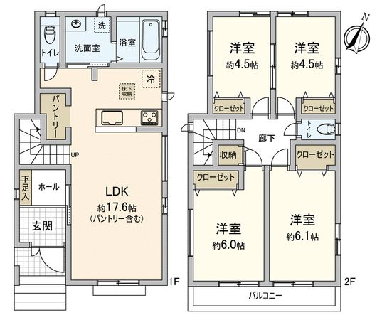 川越市郭町2丁目新築戸建1号棟 間取図(平面図) 川越市郭町2丁目新築戸建1号棟 間取図(平面図)