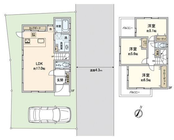川越市野田町1丁目新築戸建 間取図(平面図) 川越市野田町1丁目新築戸建 間取図(平面図)