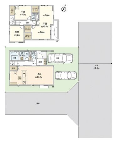 川越市並木新町新築戸建1号棟 間取図(平面図) 川越市並木新町新築戸建1号棟 間取図(平面図)