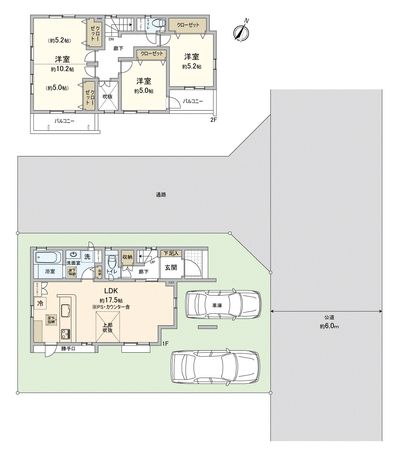川越市並木新町新築戸建2号棟 間取図(平面図) 川越市並木新町新築戸建2号棟 間取図(平面図)