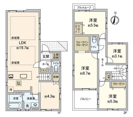 川越市仙波町2丁目新築戸建1号棟 間取図(平面図) 川越市仙波町2丁目新築戸建1号棟 間取図(平面図)