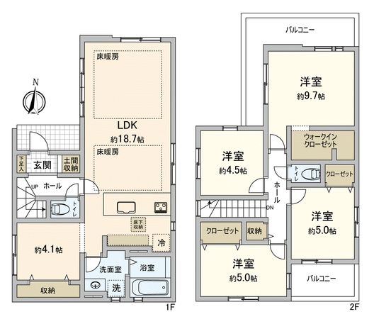 川越市仙波町2丁目新築戸建2号棟 間取図(平面図) 川越市仙波町2丁目新築戸建2号棟 間取図(平面図)
