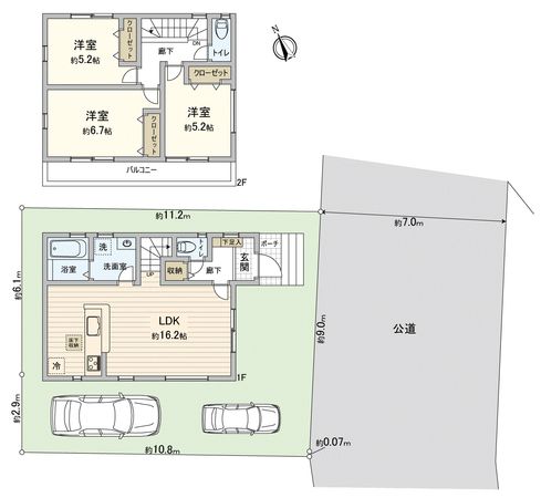 川越市神明町新築戸建 間取図(平面図) 川越市神明町新築戸建 間取図(平面図)