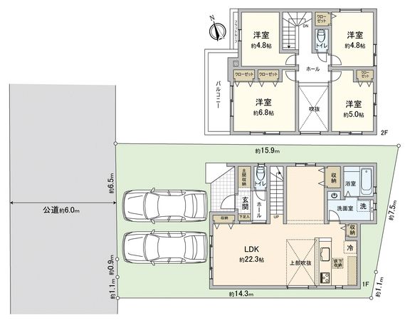 鶴ヶ島市羽折町新築戸建 間取図(平面図) 鶴ヶ島市羽折町新築戸建 間取図(平面図)