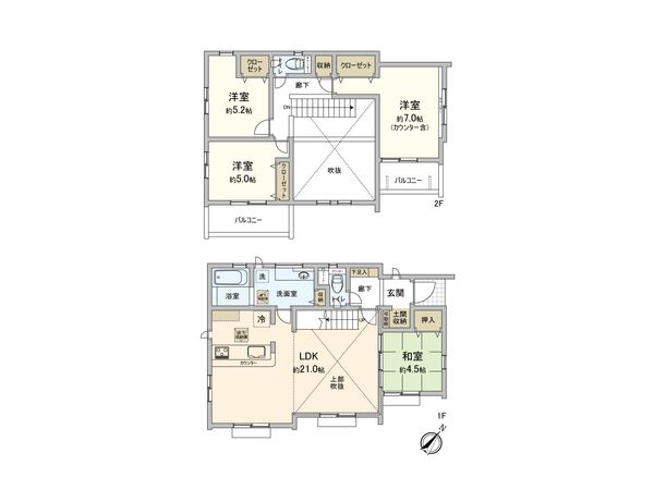 坂戸市鶴舞3丁目 新築戸建 間取図(平面図) 坂戸市鶴舞3丁目 新築戸建 間取図(平面図)
