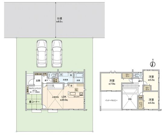 川越市かすみ野3丁目新築戸建 間取図(平面図)