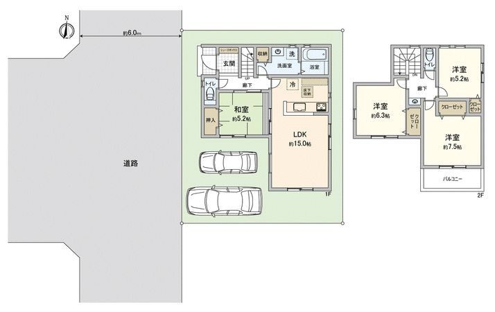 川越市かすみ野2丁目新築戸建 間取図(平面図)