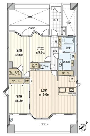 レクセルマンション若葉第2 間取図(平面図)