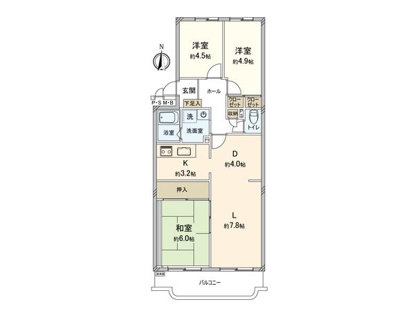 川越グリーンパーク B-壱号棟 間取図(平面図)