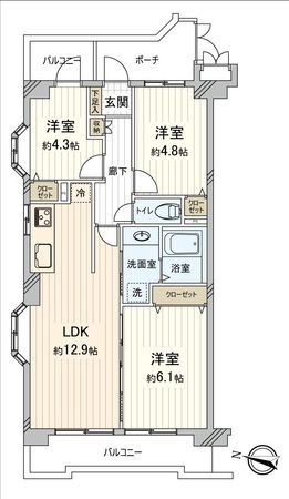 朝日パリオ新狭山 間取図(平面図)