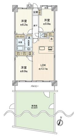フォルテコート若葉 間取図(平面図)