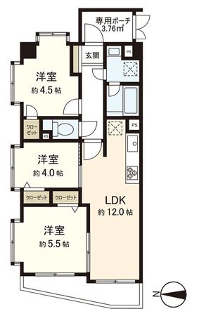 ライオンズガーデン若葉 間取図(平面図)