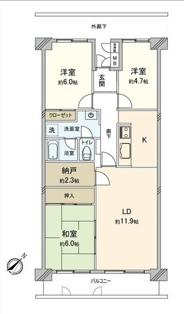 川越パークファミリア 間取図(平面図) 川越パークファミリア 間取図(平面図)