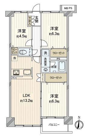 モアステージ川越 間取図(平面図) モアステージ川越 間取図(平面図)
