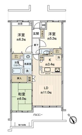 ヴィルヌーブ川越 間取図(平面図) ヴィルヌーブ川越 間取図(平面図)