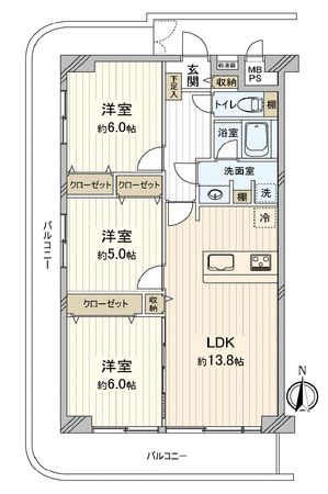 メゾンむさし野 間取図(平面図) メゾンむさし野 間取図(平面図)