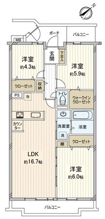 コスモ若葉ナチュール 間取図(平面図) コスモ若葉ナチュール 間取図(平面図)