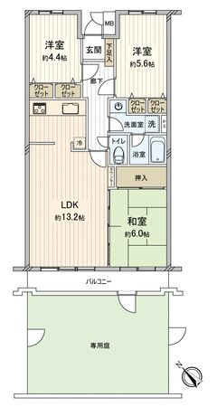 ライオンズマンション若葉台 間取図(平面図) 間取図(平面図)