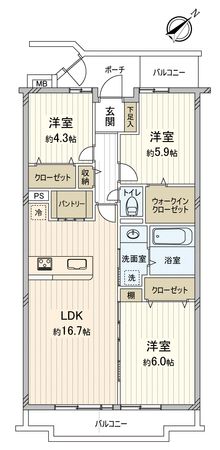 コスモ若葉ナチュール 間取図(平面図) 間取図(平面図)