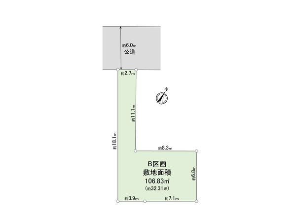 さいたま市北区東大成町2丁目 B区画 区画図