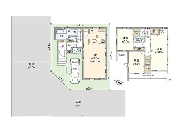 さいたま市大宮区堀の内町2丁目 1号棟 間取図(平面図) さいたま市大宮区堀の内町2丁目 1号棟 間取図(平面図)